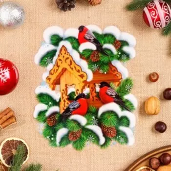 Наклейки новогодние «Снегири в лесу» 33.5 х 24 см