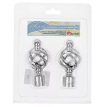 Набор наконечников для карниза «Фэшн Ареццо», d=1,6 см, 2 шт, цвет серебряный глянец