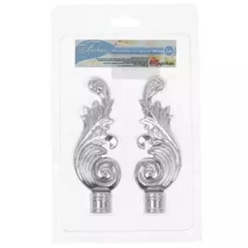 Набор наконечников для карниза «Фэшн. Лира», 2 шт, d=1,6 см, цвет серебряный глянец