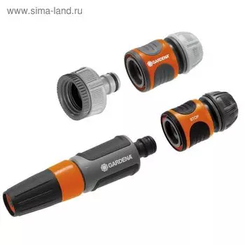 Набор: насадка регулируемая, коннектор 1/2" (12 мм), коннектор с аквастоп 1/2" (12 мм), адаптер, пластик