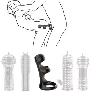 Набор насадок массажных, стимулирующих, гелевый силикон, 5 шт.