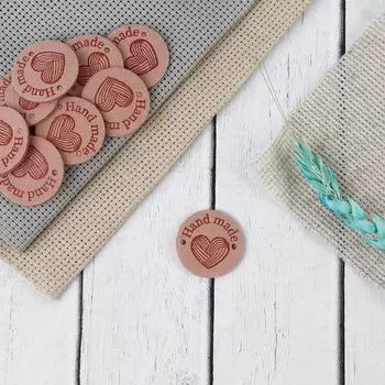Набор нашивок Hand made, d=2.5 см, 10 шт., бежевый