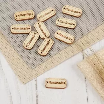 Набор нашивок из дерева Hand made, 2.41.2 см, 10 шт.
