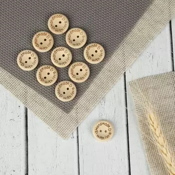 Набор нашивок из дерева Hand made with love, 22 см, 10 шт.