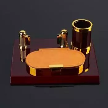 Набор настольный, органайзер 3 в 1 с визитницей, красное дерево