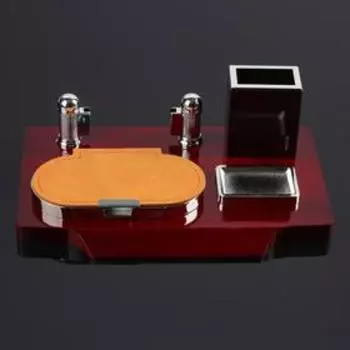 Набор настольный, органайзер 4 в 1, с визитницей, красное дерево