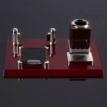 Набор настольный, органайзер 4 в 1 с визитницей, красное дерево