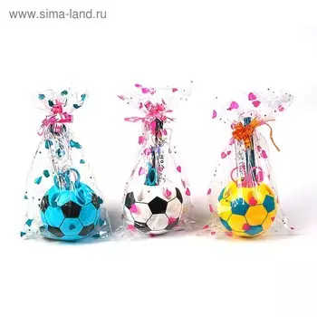 Набор настольный детский "Футбольный мяч", из 5 предметов: 2 карандаша, линейка, ножницы, подставка, МИКС