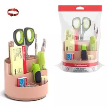 Набор настольный ErichKrause Mini Burger Powder, 10 предметов, вращающийся, персиковый