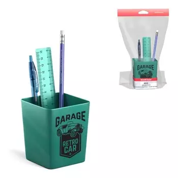 Набор настольный канцелярский, 3 предмета, ErichKrause Base Vintage Car, изумрудный с рисунком