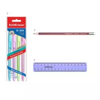 Набор настольный канцелярский 6 предметов ErichKrause Base, Pastel, фиолетовый