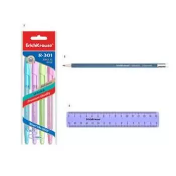 Набор настольный канцелярский 6 предметов ErichKrause Base, Standard, голубой