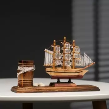 Карандашница дерево с моделью корабля «Время», 22715 см