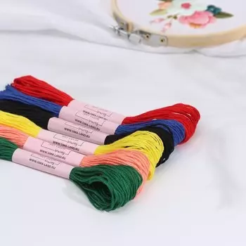 Нитки мулине №14, 8±1 м, набор 6 шт., разноцветные