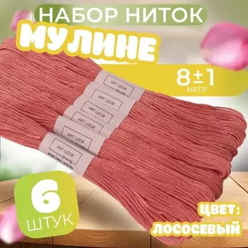 Нитки мулине №3712, 8±1 м, набор 6 шт., тёмно-оранжевый