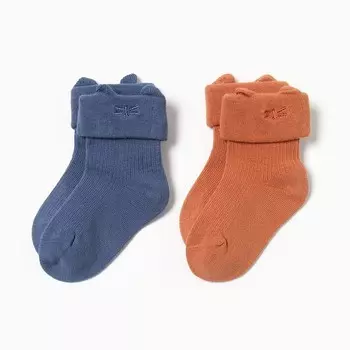 Носки детские Крошка Я Basic Line, 2 пары, 6-12 мес., кирпичный/синий
