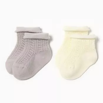 Носки детские Крошка Я Basic Line, 2 пары, 12-24 мес., серый, желтый