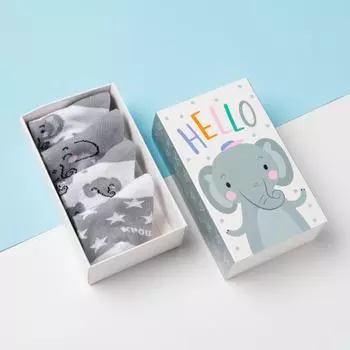 Носки детские Крошка Я «Слоник», набор 4 пары, 8-10 см