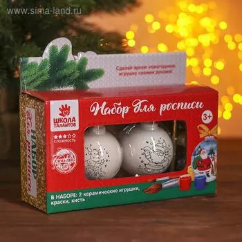 Набор новогодних шаров под раскраску «Пара №6», 2 шт., с подвесом, 3+