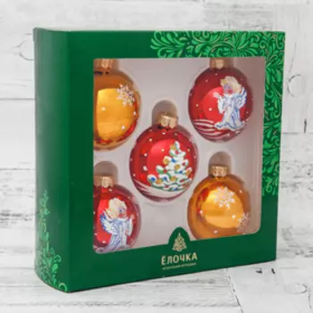 Набор новогодних шаров "Святки" 6 см (набор 5 шт)