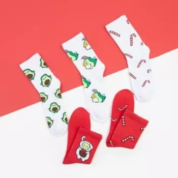 Носки женские новогодние KAFTAN «Авокадного года» размер 36-39 (23-25 см), набор 5 пар