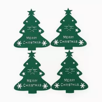 Набор новогодний для декора столовых предметов "Елка" 4 штуки цвет зелёный 20х17см 100%п/э, фетр