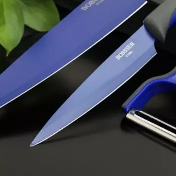 Набор ножей Faded, 3 предмета: ножи, овощечистка, цвет синий