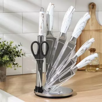 Набор ножей Zeus, 7 предметов, цвет белый