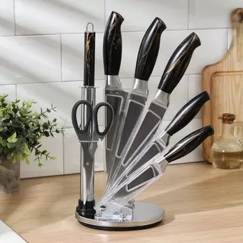 Набор ножей Zeus, 7 предметов, цвет чёрный