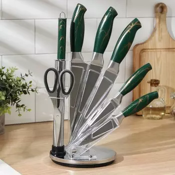 Набор ножей Zeus, 7 предметов, цвет изумрудный