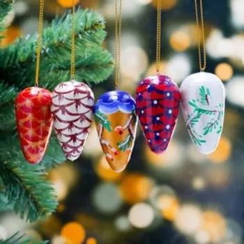 Набор ёлочных подвесок «Шишки», 5 шт, 3,56,5 см, микс, ручная роспись