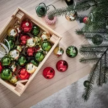 Набор ёлочных шаров ВИНТЕР 2021, размер 5 и 6 см, 32 шт