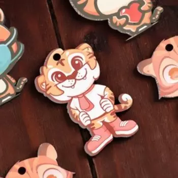 Набор ёлочный украшений "Тигрята", оранжевый блеск