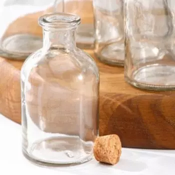 Набор баночек для сыпучих с пробковой крышкой Доляна «Парфе», 125 мл, 5.810.4 см, 12 шт., стекло