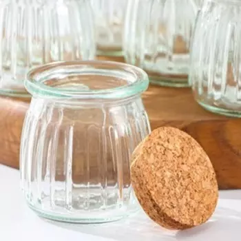 Набор баночек для специй с пробковой крышкой Доляна «Парфе», 200 мл, 7.48 см, 12 шт., стекло