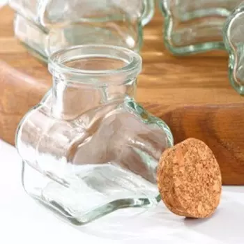 Набор стеклянных баночек для сыпучих продуктов с пробковой крышкой Доляна «Парфе. Облачко», 100 мл, 6,557,5 см, 12 шт