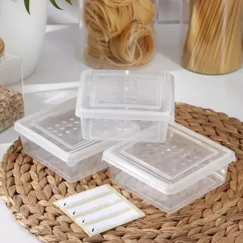 Контейнеры для еды Idiland Asti, набор 3 шт., 500 мл, пластик, квадратные, прозрачные