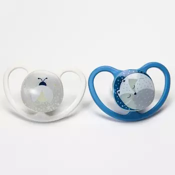 Набор ортодонтических пустышек, 2 шт., силикон, от 6 мес., SPACE NIGHT, «Лисичка/Светлячок»