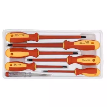 Набор отверток диэлектрических ЭНКОР 19834, SL3-5-6, PH1-2-3, 100/125/150/175 мм, пробник