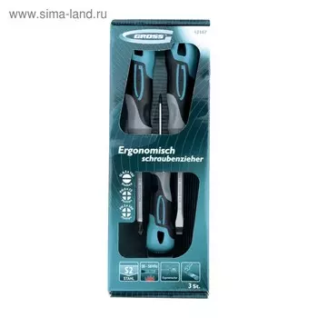 Набор отверток GROSS, комбинированный, 3 шт., S2, трехкомпонентная рукоятка