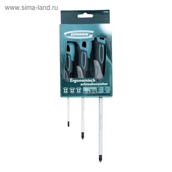 Набор отверток GROSS, PH, 3 шт., S2, трехкомпонентная рукоятка