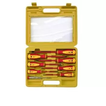 Набор отверток "Энкор", диэлектрических, SL/PH, в кейсе, двухкомпонентные рукоятки, 8 шт.