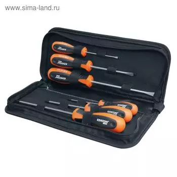 Набор отверток с двухкомпонентными рукоятками Кратон Master SSS-01, в мягком чехле, 6 шт.