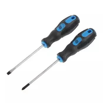 Набор отверток ТУНДРА, сатин, магнит, двухкомпонентные рукоятки, PH1 и SL5100 мм, 2 шт.