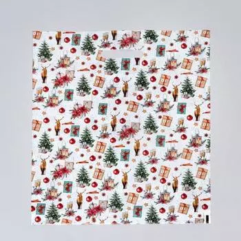 Набор пакетов "Рождественский вечер", полиэтиленовый с вырубной ручкой по 15 шт, 38х47 см, 6