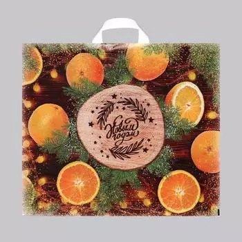 Набор пакетов"С Новым Годом", полиэтиленовый с петлевой ручкой по 10 шт, 60х50 см, 70 мкм