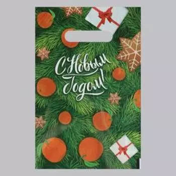 Набор пакетов "С Новым Годом", с вырубной ручкой по 50 шт, 20х30 см, 30 мкм