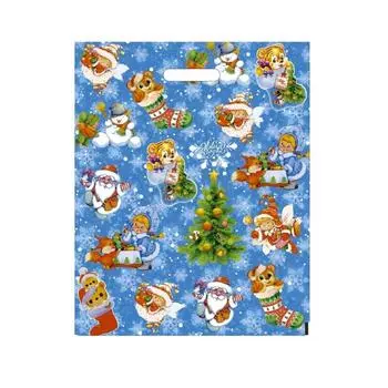 Набор пакетов "С Новым Годом, Удачи!", с вырубной ручкой по 15 шт, 38х47 см, 60 мкм