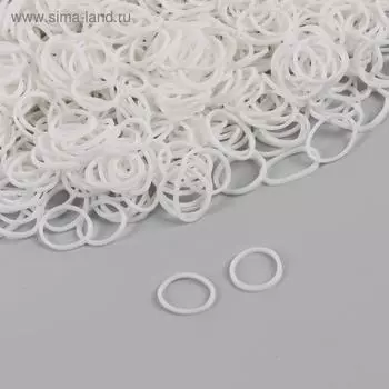 Силиконовые резинки для волос, набор - 800 (± 50) шт, d = 1,3 см, 50 гр, цвет белый