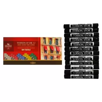 Набор пастели сухой Koh-I-Noor TOISON D`OR SOFT 8500, сажа слоновой кости, 12 штук в наборе